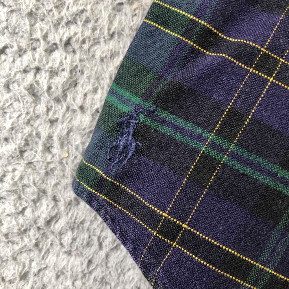 Vtg Polo Ralph Lauren Shirt Mens XL Green Big Oxford Blackwatch OCDB Tartan